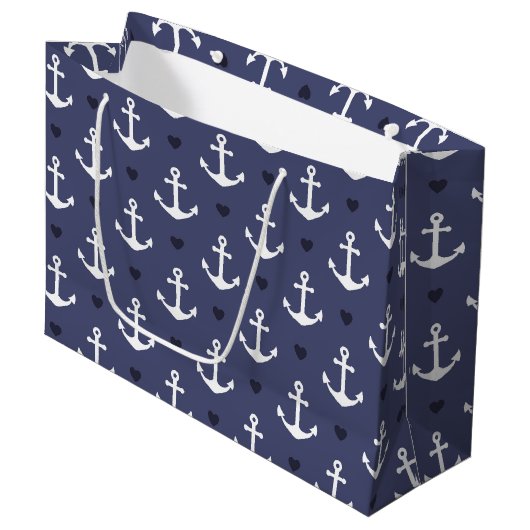 Cute Anchor Pattern Groot Cadeauzakje (Voorkant Gekanteld)