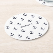Cute Anchor Pattern Ronde Kartonnen Onderzetter (Gebogen)