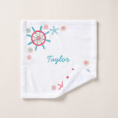 Cute Anchors & Rudders Monogramed Bad Handdoek (Wasdoekje)