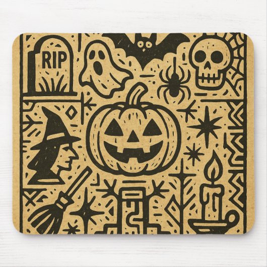 Cute ancient hieroglyph pumpkin, witch Halloween Muismat (Voorkant)