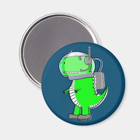 Cute and Angry Astronaut T-Rex Dinosaur Magneet (Voorkant / Achterkant)