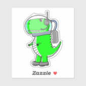 Cute and Angry Astronaut T-Rex Dinosaur Sticker (Vel)