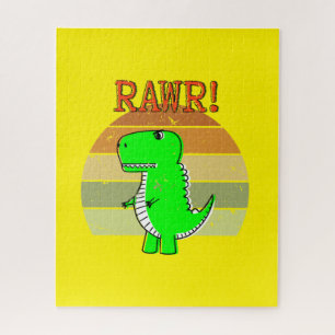 Cute and Angry Cartoon T-Rex Dinosaur Sunset Legpuzzel