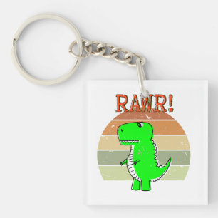 Cute and Angry Cartoon T-Rex Dinosaur Sunset Sleutelhanger