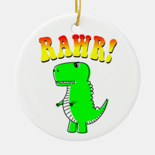 Cute and Angry T-Rex RAWR Groovy Text Keramisch Ornament