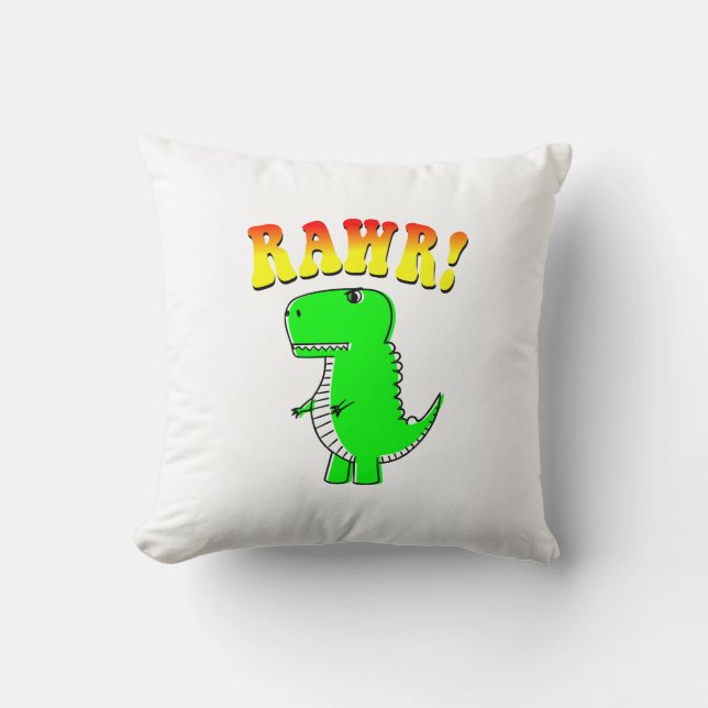 Cute and Angry T-Rex RAWR Groovy Text Kussen (Voorkant)