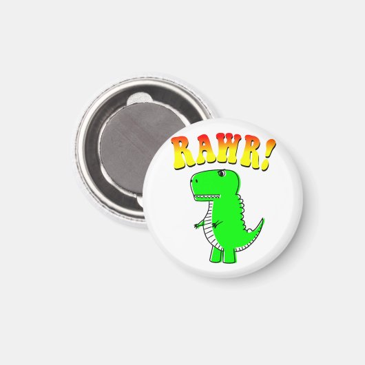 Cute and Angry T-Rex RAWR Groovy Text Magneet (Voorkant / Achterkant)