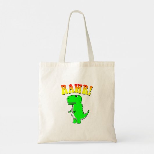Cute and Angry T-Rex RAWR Groovy Text Tote Bag (Achterkant)