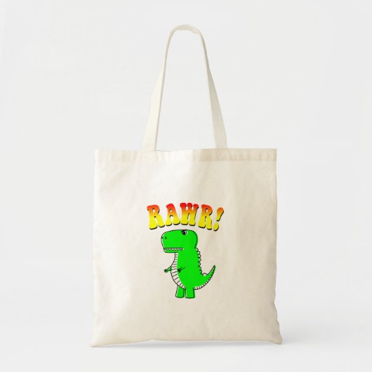 Cute and Angry T-Rex RAWR Groovy Text Tote Bag (Voorkant)