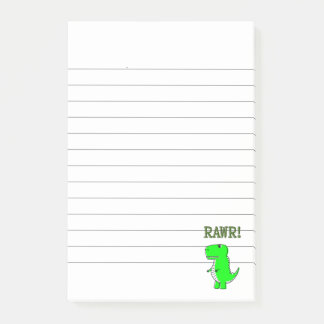 Cute and Angry T-Rex RAWR Lined Post-it® Notes