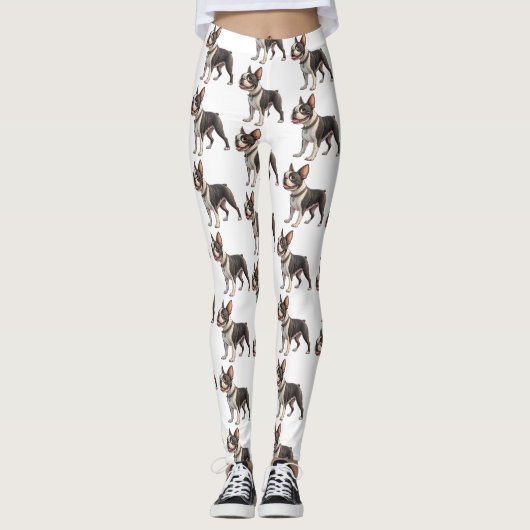 Cute and Colorful Boston Terrier Leggings (Voorkant)