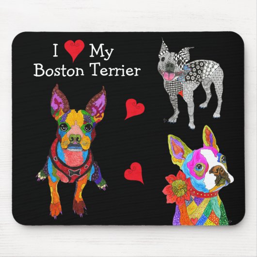 Cute and Colorful Boston Terrier Mousepad Muismat (Voorkant)