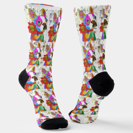 Cute and Colorful Boston Terrier Socks Sokken (Gebogen)