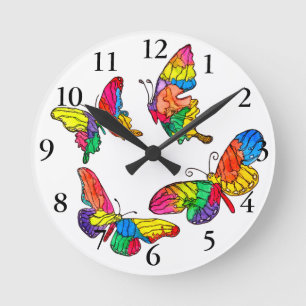 Cute and Colorful Butterfly Clock Ronde Klok