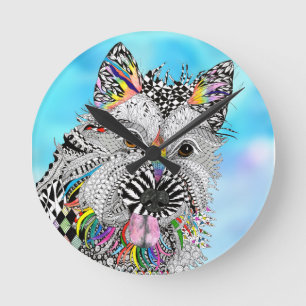 Cute and Colorful Cairn Terrier Clock Ronde Klok