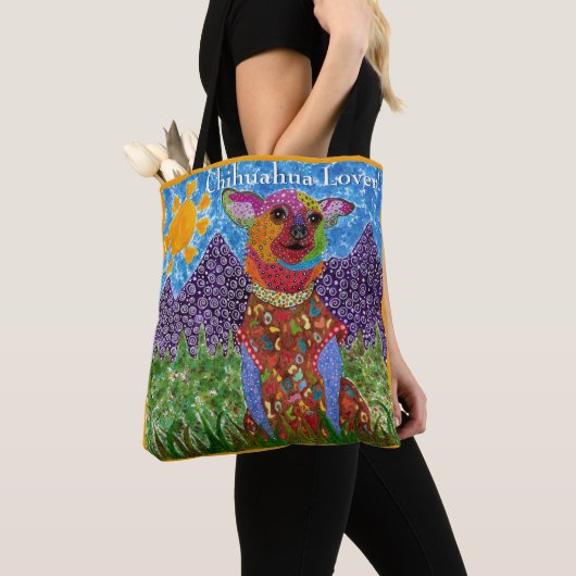 Cute and Colorful Chihuahua Canvas tas (Dichtbij)