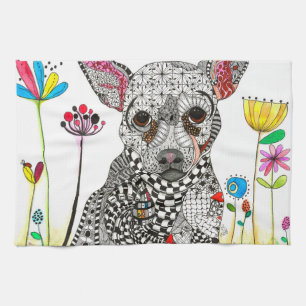 Cute and Colorful Chihuahua Kitchen Towel Theedoek