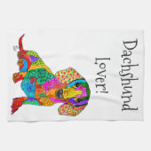 Cute and Colorful Dachshund Kitchen Towel Theedoek (Horizontaal)