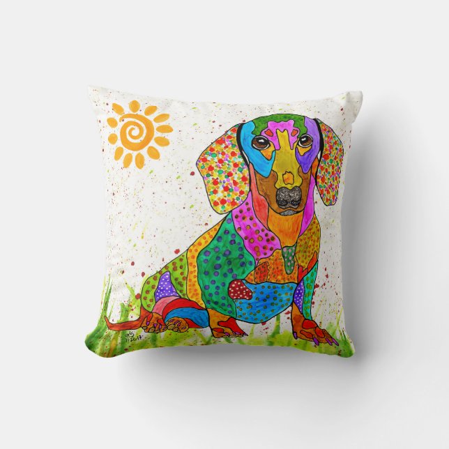 Cute and Colorful Dachshund Sierkussen (Voorkant)