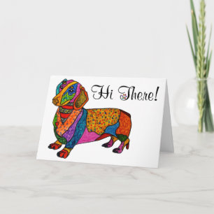 Cute and Colorful Dachshund Wenskaart Kaart