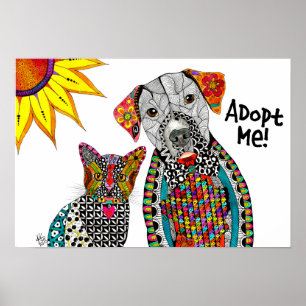 Cute and Colorful Dog and Cat Adoption Ge Poster