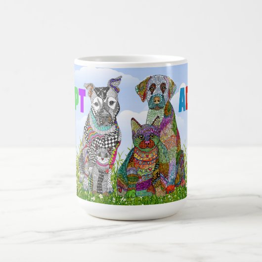 Cute and Colorful Dog and Cat Adoption Mug (Centre)