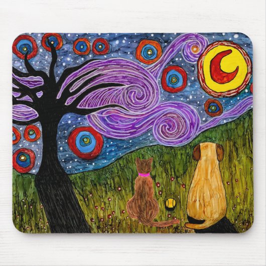 Cute and Colorful Dog and Cat Muismat (Voorkant)