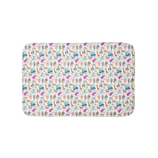 Cute and Colorful Jungle Animals Pattern Badmat (Voorkant)