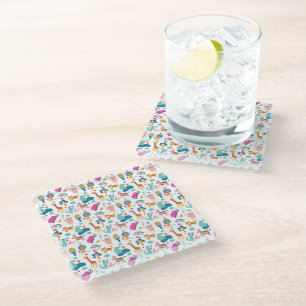 Cute and Colorful Jungle Animals Pattern Glazen Onderzetter