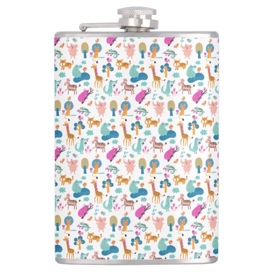 Cute and Colorful Jungle Animals Pattern Heupfles (Voorkant)