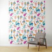 Cute and Colorful Jungle Animals Pattern Wandkleed (In situ)