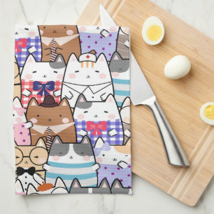 Cute and Colorful Kawaii Cat Pattern Theedoek