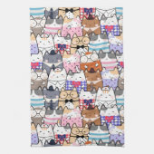 Cute and Colorful Kawaii Cat Pattern Theedoek (Verticaal)