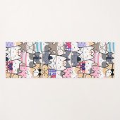 Cute and Colorful Kawaii Cat Pattern Yogamat (Voorkant (horizontaal))