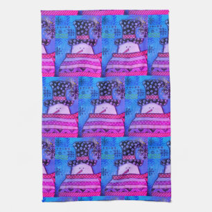 Cute and Colorful Kerstmis, gemengd met media Snow Theedoek