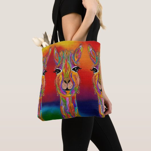 Cute and Colorful Llama Canvas tas (Dichtbij)
