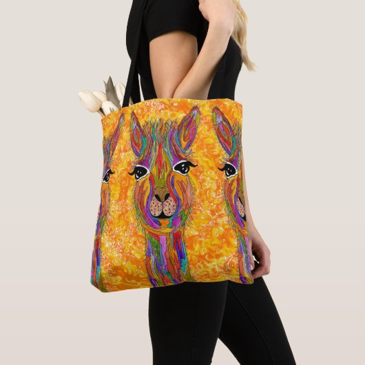 Cute and Colorful Llama Canvas tas (Dichtbij)