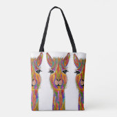 Cute and Colorful Llama Canvas tas (Achterkant)