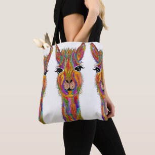 Cute and Colorful Llama Canvas tas