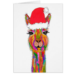 Cute and Colorful Llama-kerstWenskaart