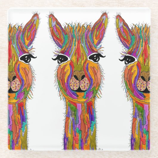 Cute and Colorful Llama Onderzetter (Voorkant)