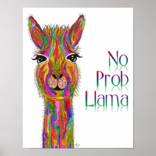 Cute and Colorful Llama Poster 11x14 inch