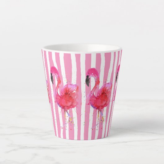 Cute and Colorful Pink Flamingo Latte Mok (Voorkant)
