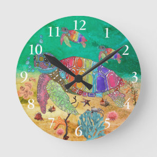 Cute and Colorful Zee Turtle Clock Ronde Klok