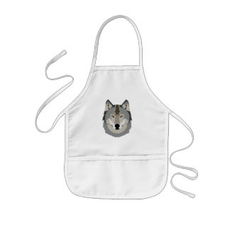 Cute and Cool Gray Wolf Face, geïllustreerd dier Kinder Schort