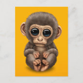 Cute and Curious Baby Monkey on Yellow Briefkaart (Voorkant)