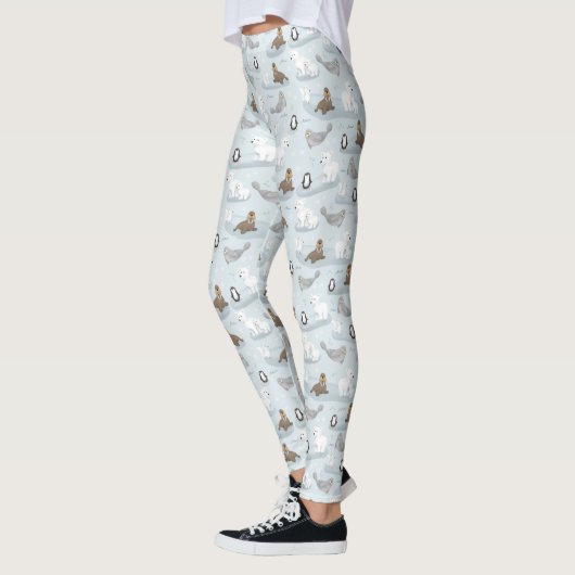 Cute and Fun Winter Polar Beer Pattern kerst Leggings (Links)