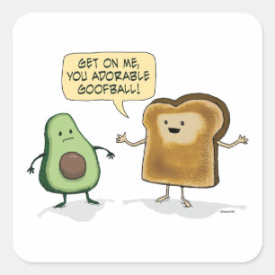 Cute and Funny Avocado Toast Vierkante Sticker