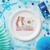 Cute and Funny Bacon and Egg Good Morning Papieren Bordje (Feest)