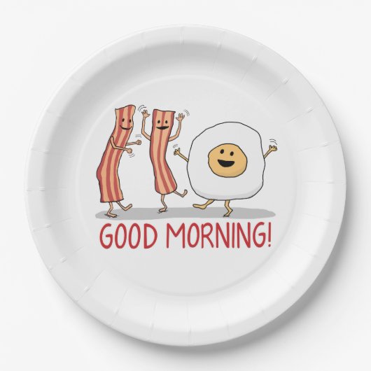 Cute and Funny Bacon and Egg Good Morning Papieren Bordje (Voorkant)